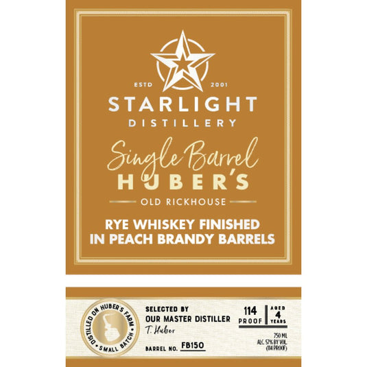 Starlight Rye Finished in Peach Brandy Barrels - Main Street Liquor