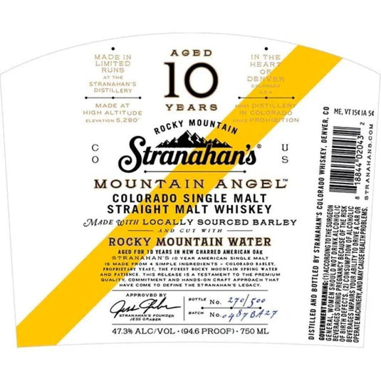Stranahan’s Mountain Angel 10 Year Old Whiskey - Main Street Liquor