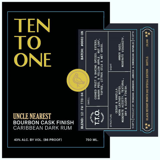 Ten To One Uncle Nearest Bourbon Cask Finish Dark Rum - Main Street Liquor