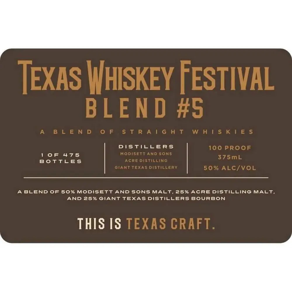 Texas Whiskey Festival Blend 5 - Main Street Liquor