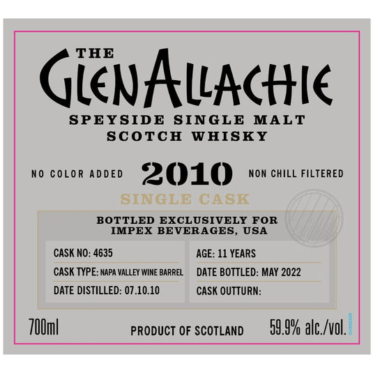 The GlenAllachie 2009 11 Year Napa Valley Wine Barrel Single Cask