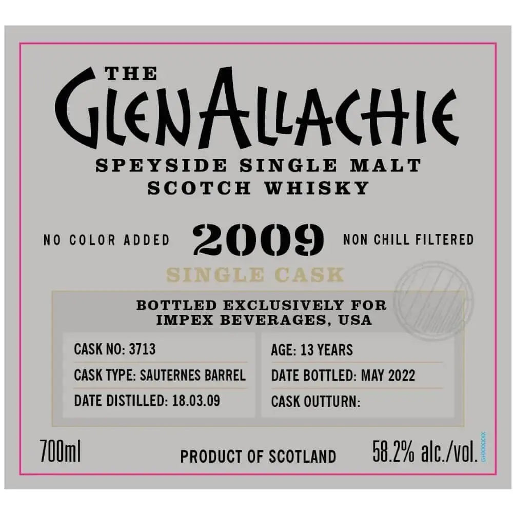 The GlenAllachie 2009 13 Year Sauternes Single Cask 3713 - Main Street Liquor
