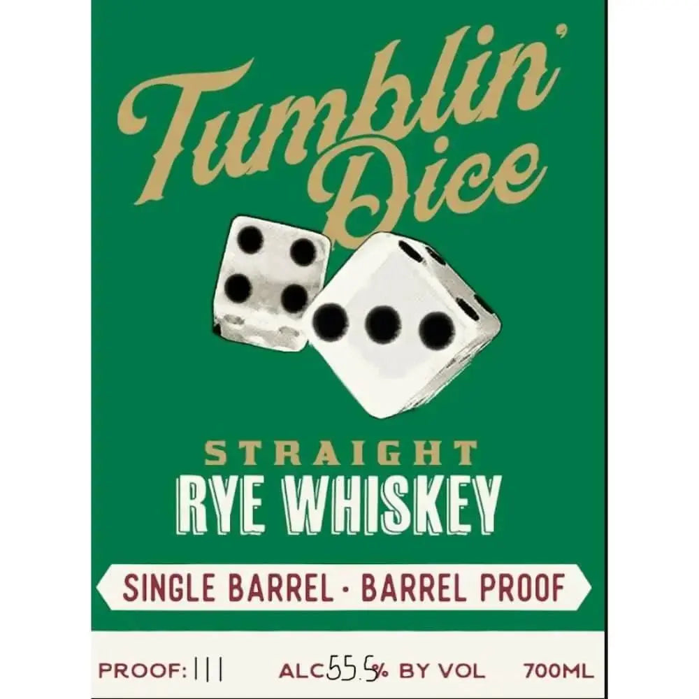 Tumblin’ Dice 7 Year Old Single Barrel Straight Rye - Main Street Liquor