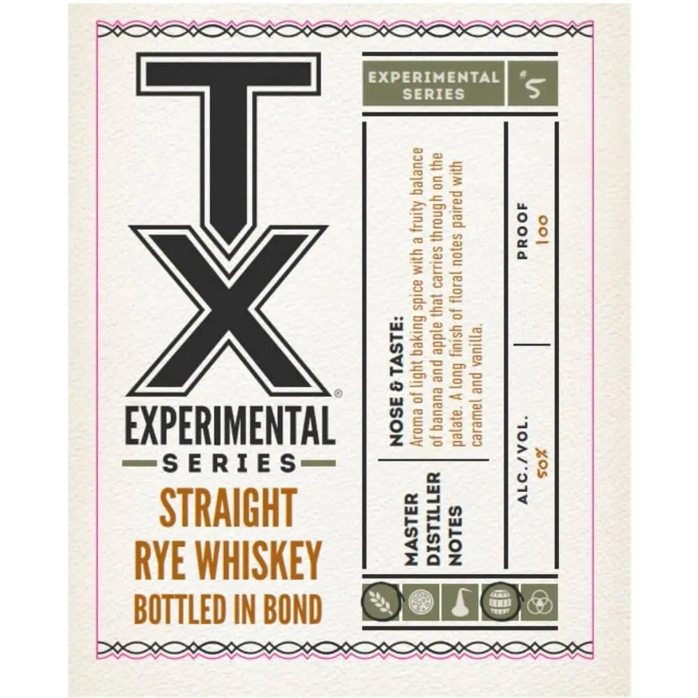 TX Experimental Series #5 Bottled in Bond Straight Rye Whiskey - Main Street Liquor