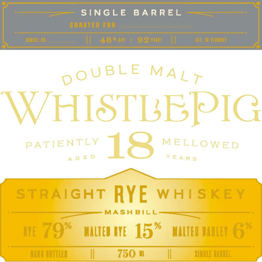 WhistlePig 18 Year Old Single Barrel - Main Street Liquor