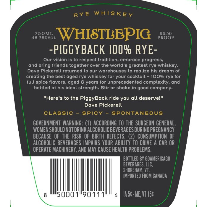 Load image into Gallery viewer, WhistlePig Piggyback 6 Year Old Rye - Main Street Liquor
