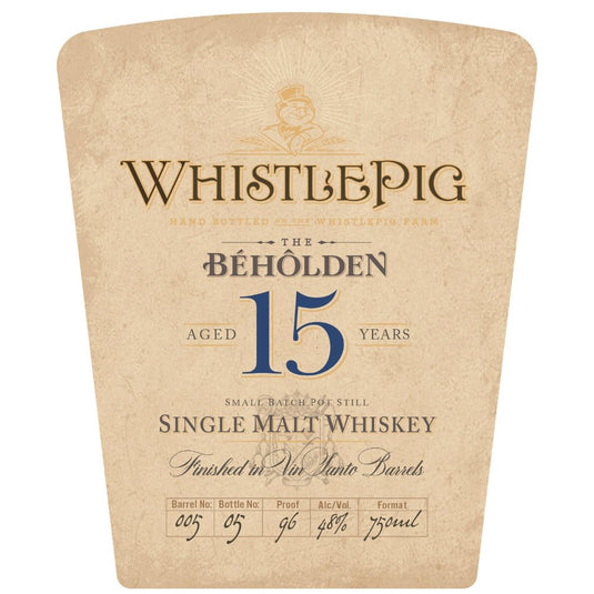 WhistlePig The Beholden 15 Year Old Finished in Vin Santo Barrels - Main Street Liquor
