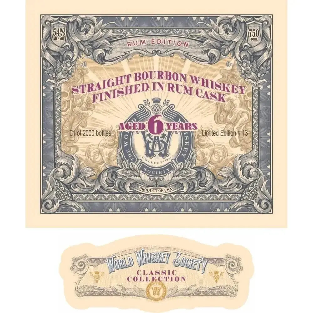 World Whiskey Society Classic Collection 6 Year Bourbon Rum Cask Finished - Main Street Liquor