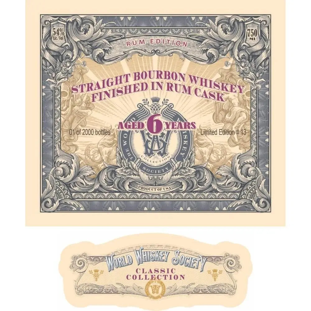 World Whiskey Society Classic Collection 6 Year Bourbon Rum Cask Finished - Main Street Liquor