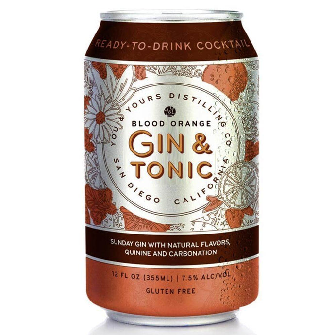 You & Yours Distilling Blood Orange Gin & Tonic 4PK - Main Street Liquor