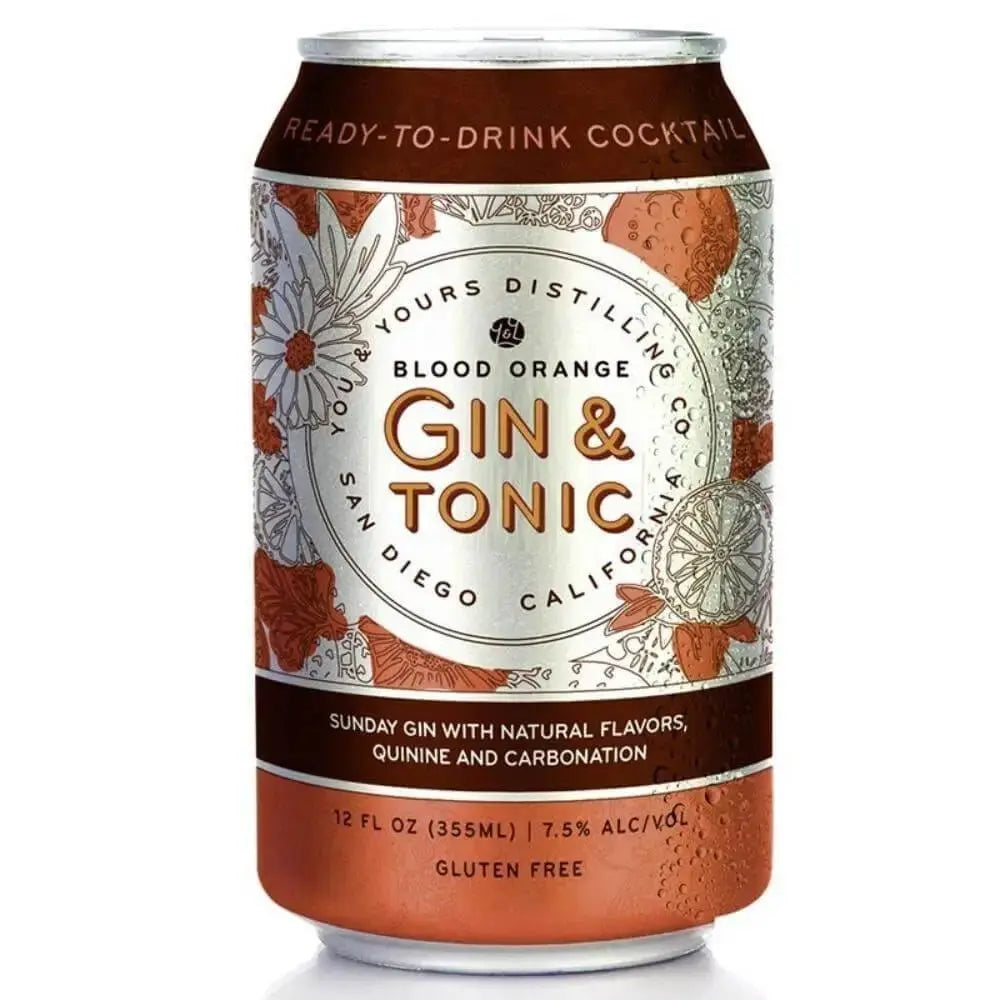 You &amp; Yours Distilling Blood Orange Gin &amp; Tonic 4PK - Main Street Liquor